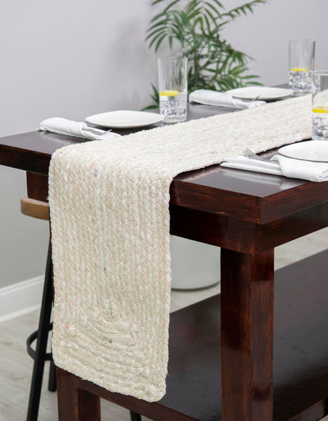 Ivory 1' 2 x 6' 1 Braided Chindi Table Runner