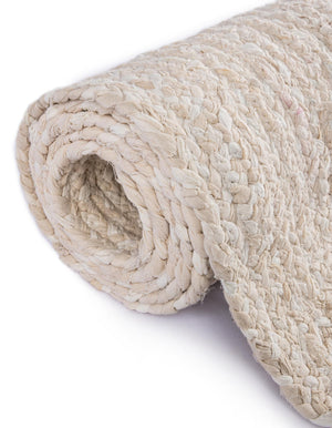 Ivory 1' 2 x 8' Braided Chindi Table Runner
