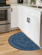 Blue 2' 2 x 4' Braided Chindi Semicircle Hearth Rug