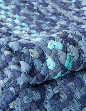 Blue 1' 2 x 8' Braided Chindi Table Runner