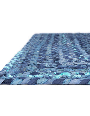 Blue 1' 2 x 8' Braided Chindi Table Runner