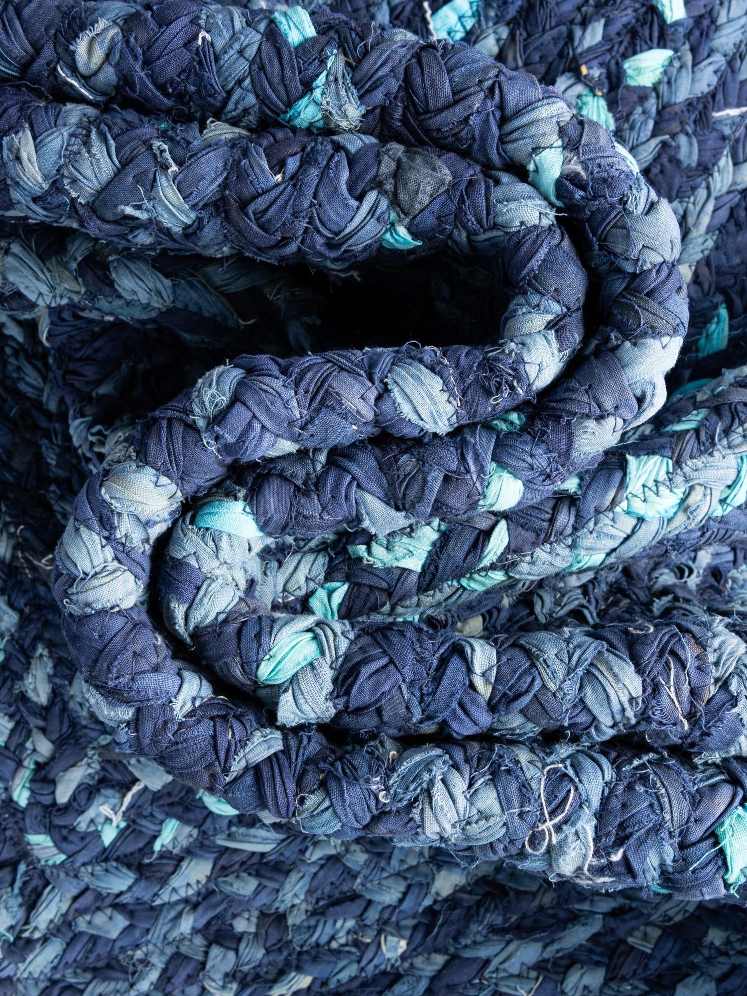 Blue 1' 2 x 10' Braided Chindi Table Runner Area Rug Decorative Dining Room Kitchen All Natural Material Table Cover 100% Cotton Hand Braided Natural Eco-Friendly Boho Style Modern Carpet for Living Rooms Dining Office Dorm for Sale at Rug Engine