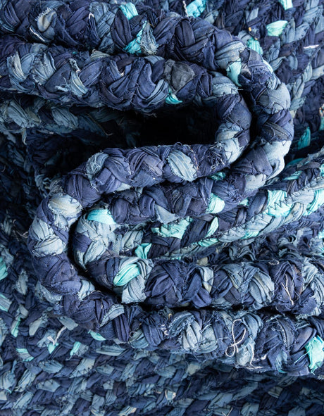 Blue 1' 2 x 10' Braided Chindi Table Runner Area Rug Decorative Dining Room Kitchen All Natural Material Table Cover 100% Cotton Hand Braided Natural Eco-Friendly Boho Style Modern Carpet for Living Rooms Dining Office Dorm for Sale at Rug Engine