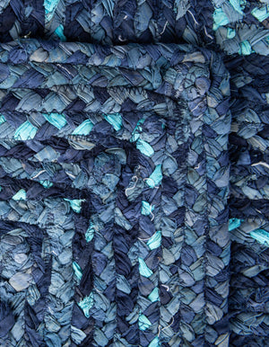 Blue 1' 2 x 8' Braided Chindi Table Runner