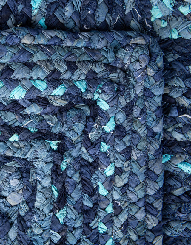 Blue 1' 2 x 8' Braided Chindi Table Runner