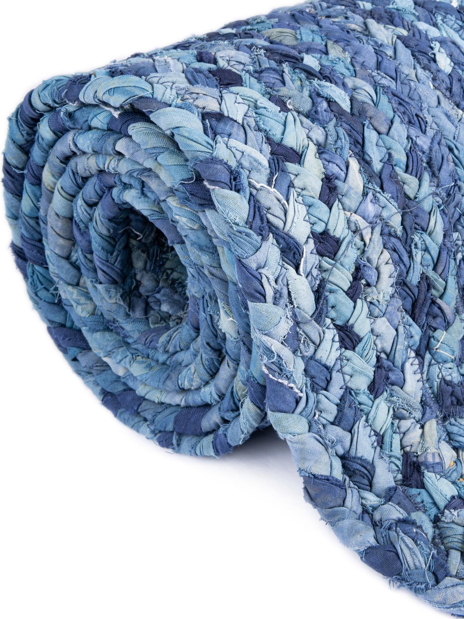 Blue 1' 2 x 10' Braided Chindi Table Runner Area Rug Decorative Dining Room Kitchen All Natural Material Table Cover 100% Cotton Hand Braided Natural Eco-Friendly Boho Style Modern Carpet for Living Rooms Dining Office Dorm for Sale at Rug Engine