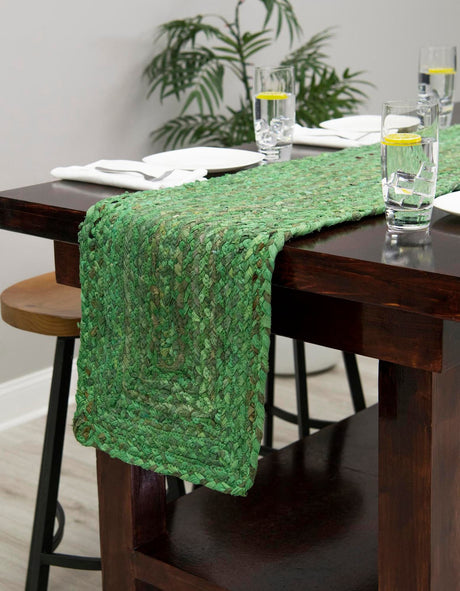 Green 1' 2 x 6' 1 Braided Chindi Table Runner