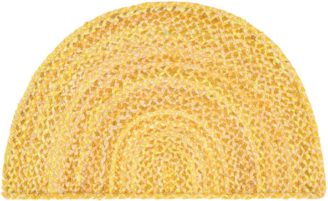 Yellow Orange 2' 2 x 4' Braided Chindi Semicircle Hearth Rug