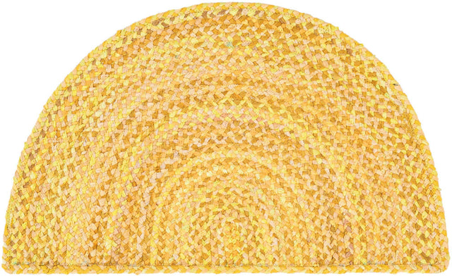 Yellow Orange 2' 2 x 4' Braided Chindi Semicircle Hearth Rug