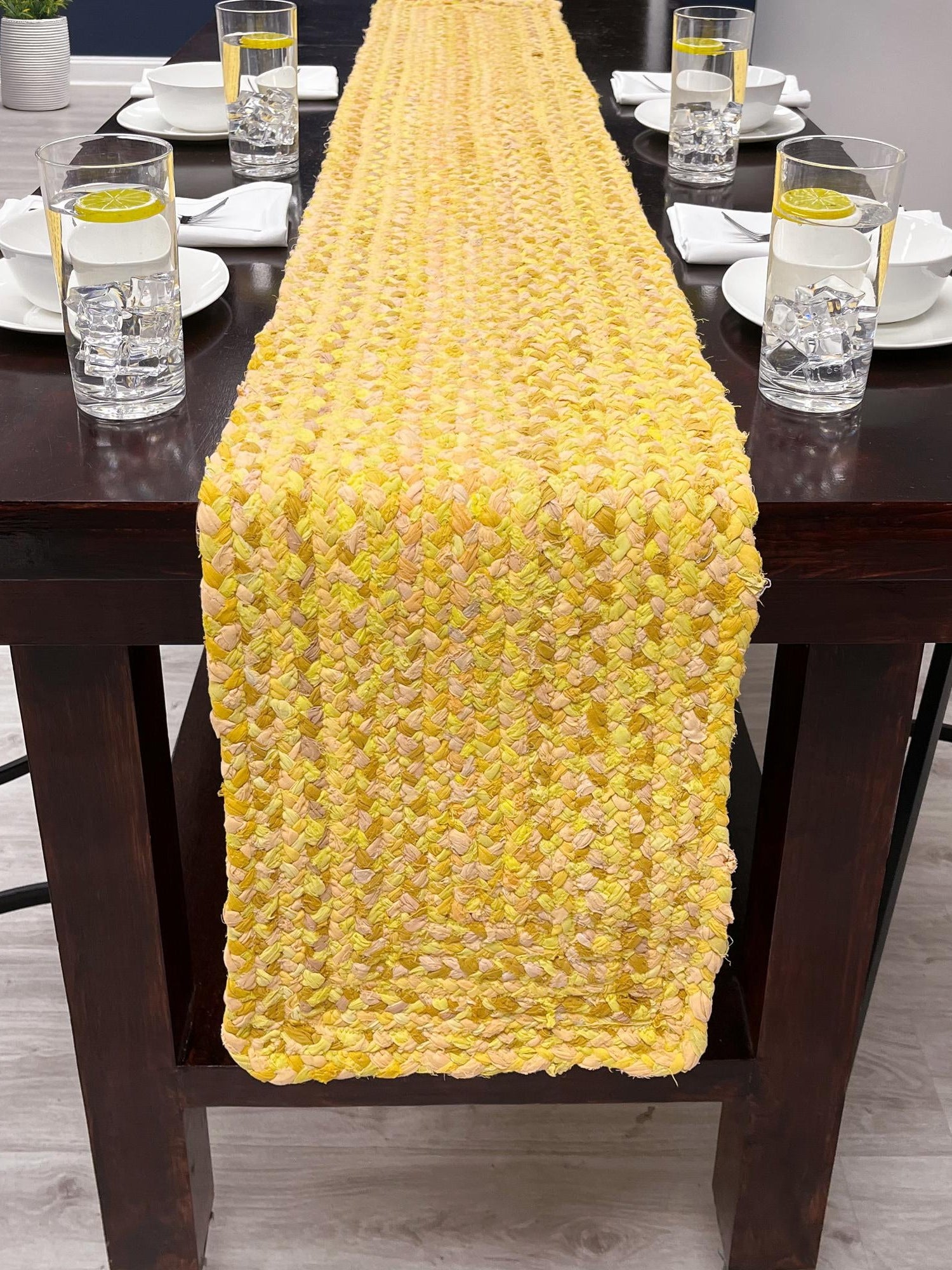 Yellow Orange 1' 2 x 8' Braided Chindi Table Runner Area Rug Decorative Dining Room Kitchen All Natural Material Table Cover 100% Cotton Hand Braided Natural Eco-Friendly Boho Style Modern Carpet for Living Rooms Dining Office Dorm for Sale at Rug Engine