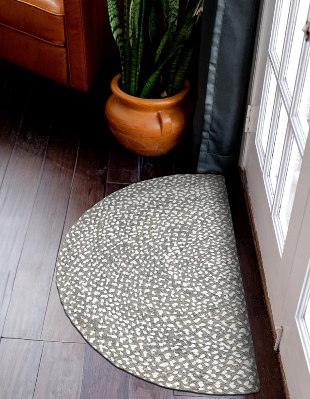 Gray 2' 2 x 4' Braided Chindi Semicircle Hearth Rug