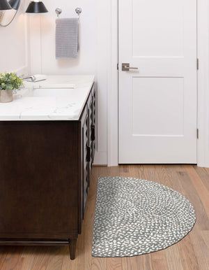 Gray 2' 2 x 4' Braided Chindi Semicircle Hearth Rug