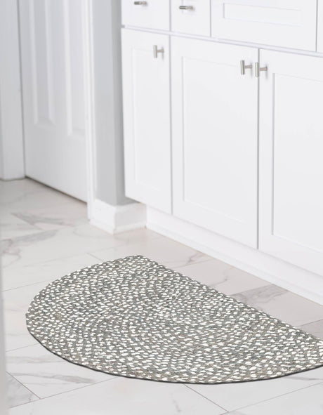 Gray 2' 2 x 3' 7 Braided Chindi Hearth Half-Round Semicircle Area Rug 100% Cotton Hand Braided Natural Eco-Friendly Boho Style Modern Carpet for Living Rooms Dining Office Dorm for Sale at Rug Engine