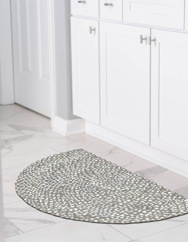 Gray 2' 2 x 4' Braided Chindi Semicircle Hearth Rug