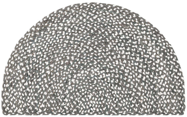 Gray 2' 2 x 4' Braided Chindi Semicircle Hearth Rug