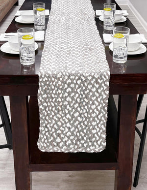 Gray 1' 2 x 8' Braided Chindi Table Runner