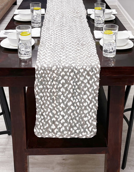 Gray 1' 2 x 10' Braided Chindi Table Runner