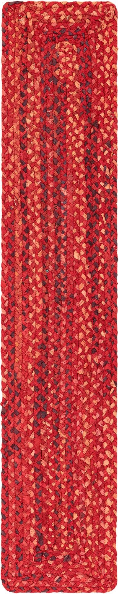 Red 1' 2 x 6' 1 Braided Chindi Table Runner