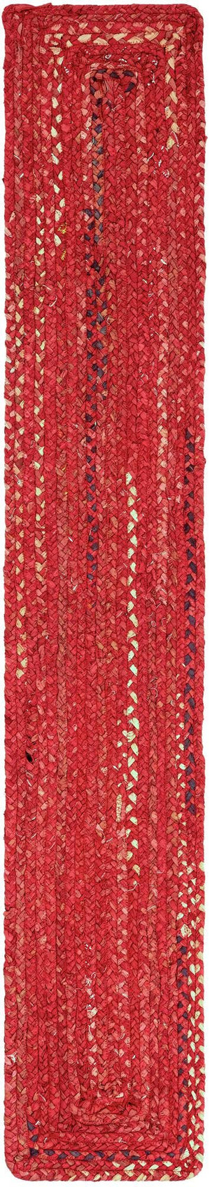 Red 1' 2 x 8' Braided Chindi Table Runner