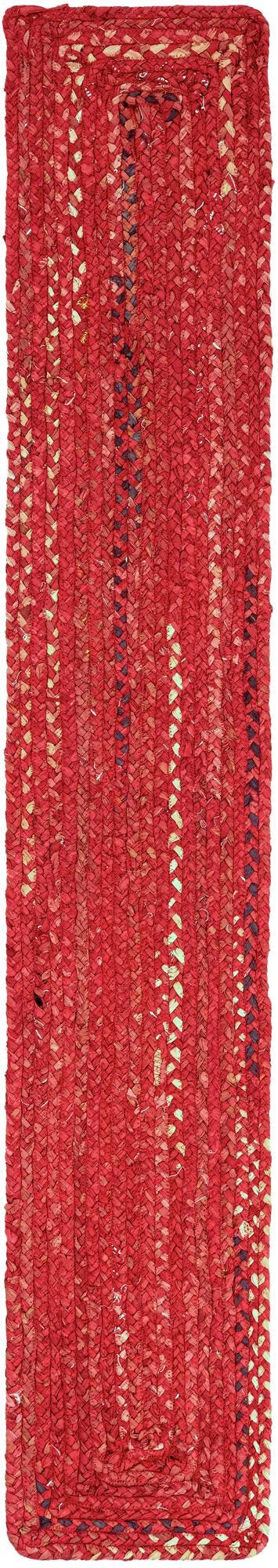 Red 1' 2 x 8' Braided Chindi Table Runner