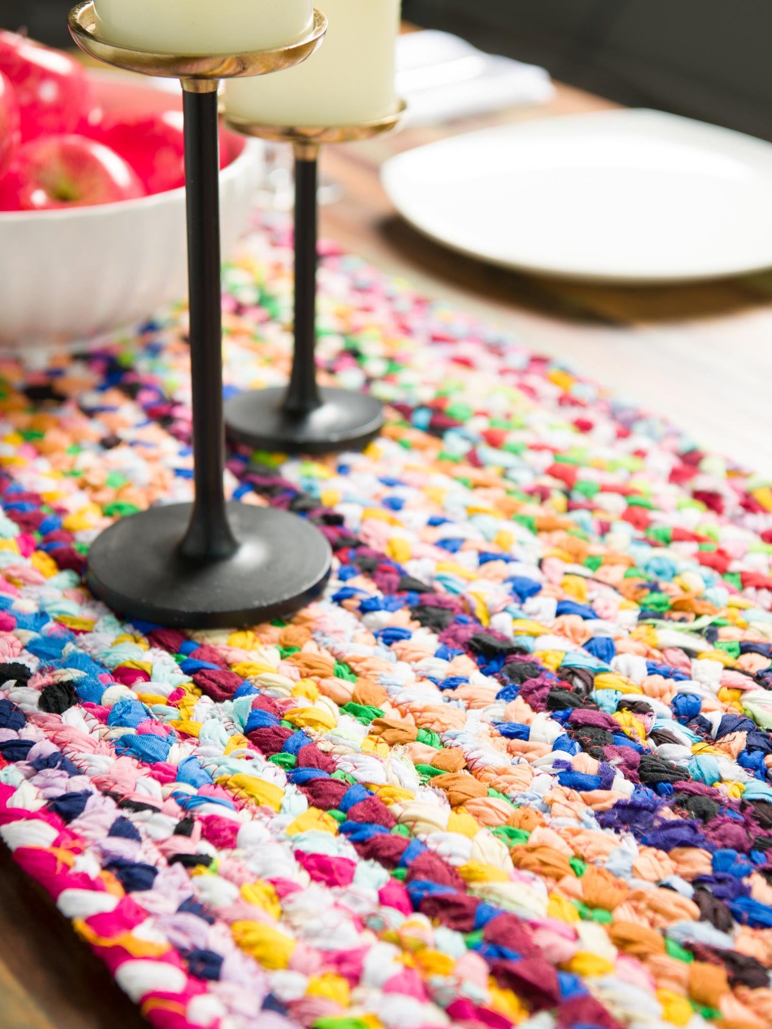 Multicolor 1' 2 x 6' 1 Braided Chindi Table Runner Area Rug Decorative Dining Room Kitchen All Natural Material Table Cover 100% Cotton Hand Braided Natural Eco-Friendly Boho Style Modern Carpet for Living Rooms Dining Office Dorm for Sale at Rug Engine