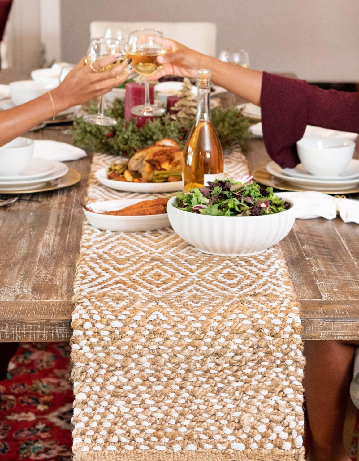 Natural 1' 2 x 6' 1 Braided Jute Table Runner Area Rug Decorative Dining Room Kitchen All Natural Material Table Cover 100% Jute Hand Braided Natural Eco-Friendly Boho Style Carpet for Living Rooms Dining Office Space Dorms for Sale at Rug Engine