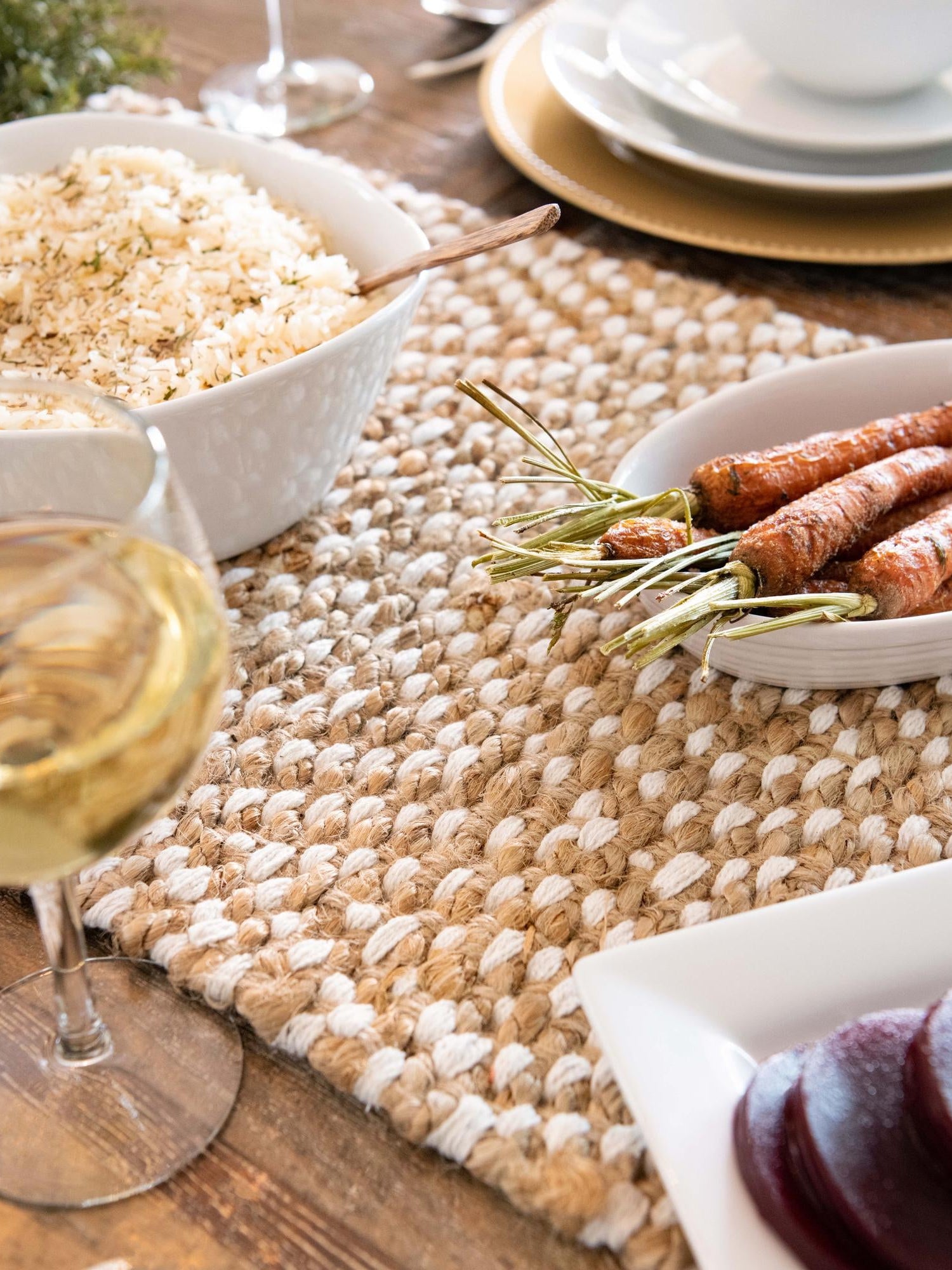 Natural 1' 2 x 8' Braided Jute Table Runner Area Rug Decorative Dining Room Kitchen All Natural Material Table Cover 100% Jute Hand Braided Natural Eco-Friendly Boho Style Carpet for Living Rooms Dining Office Space Dorms for Sale at Rug Engine