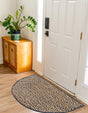 Black 2' 2 x 4' Braided Jute Semicircle Hearth Rug