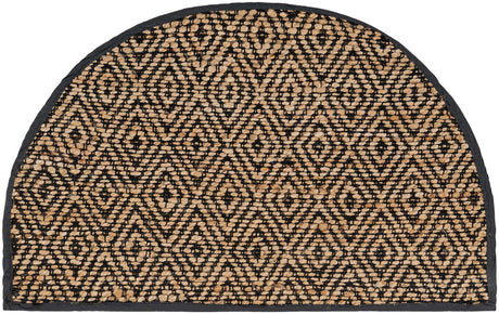 Black 2' 2 x 4' Braided Jute Semicircle Hearth Rug