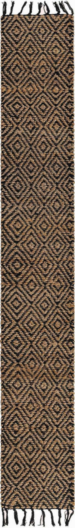 Black 1' 2 x 8' Braided Jute Table Runner