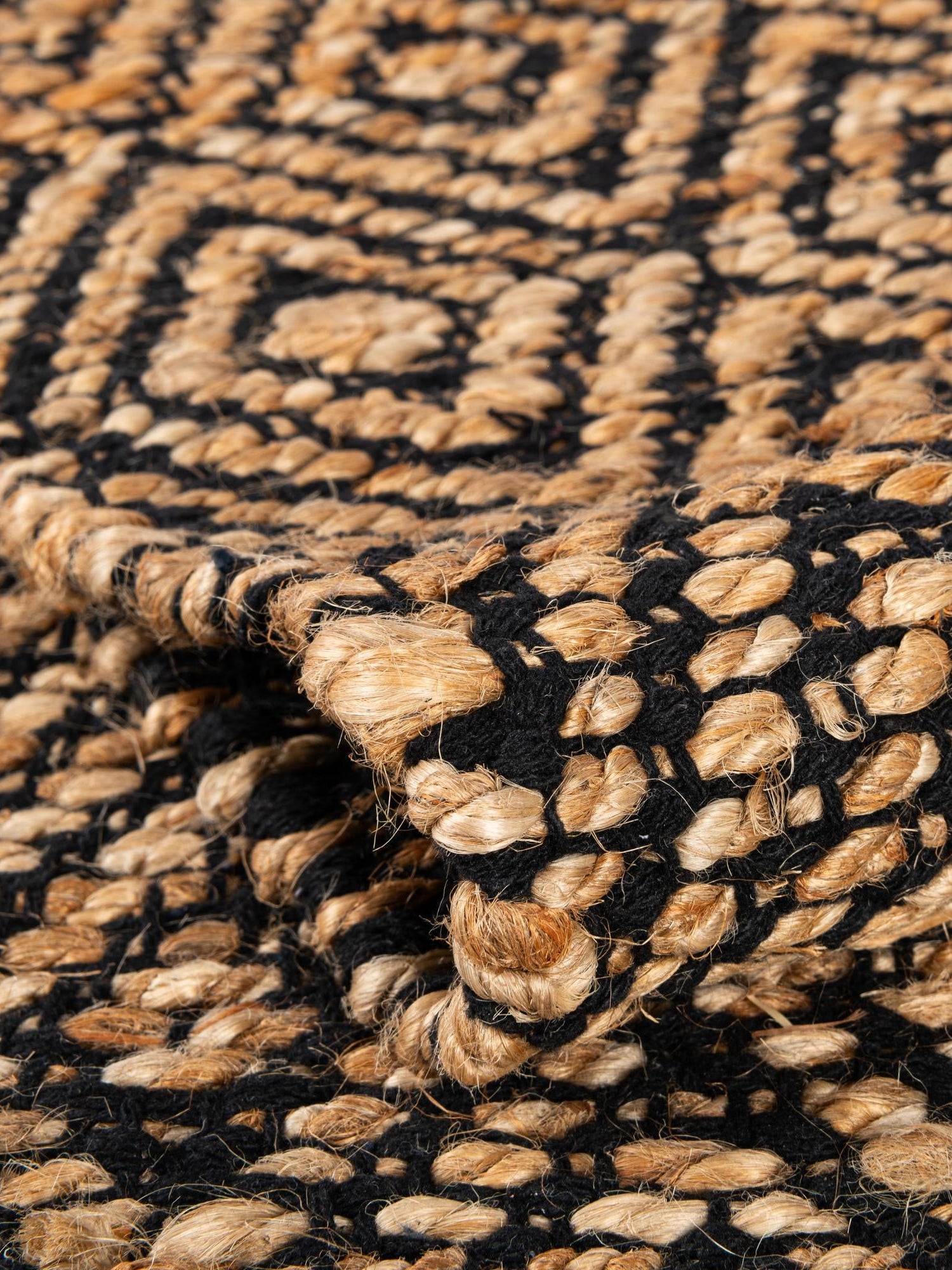 Black 1' 2 x 4' 1 Braided Jute Table Runner Area Rug Decorative Dining Room Kitchen All Natural Material Table Cover 100% Jute Hand Braided Natural Eco-Friendly Boho Style Carpet for Living Rooms Dining Office Space Dorms for Sale at Rug Engine