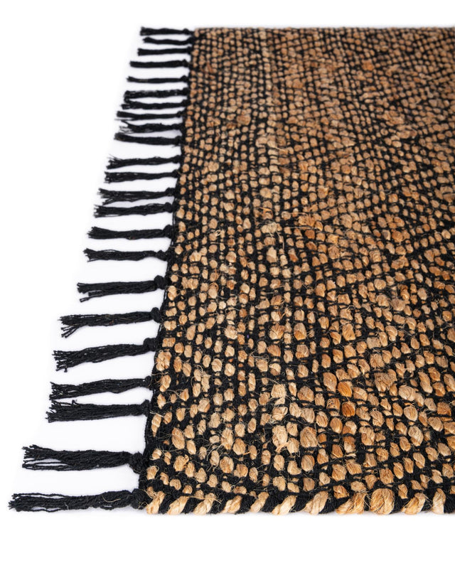 Black 1' 2 x 4' 1 Braided Jute Table Runner