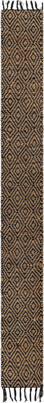 Black 1' 2 x 10' Braided Jute Table Runner