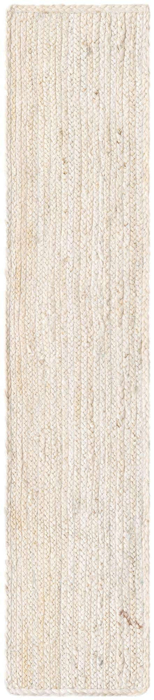 White 1' 2 x 6' 1 Braided Jute Table Runner