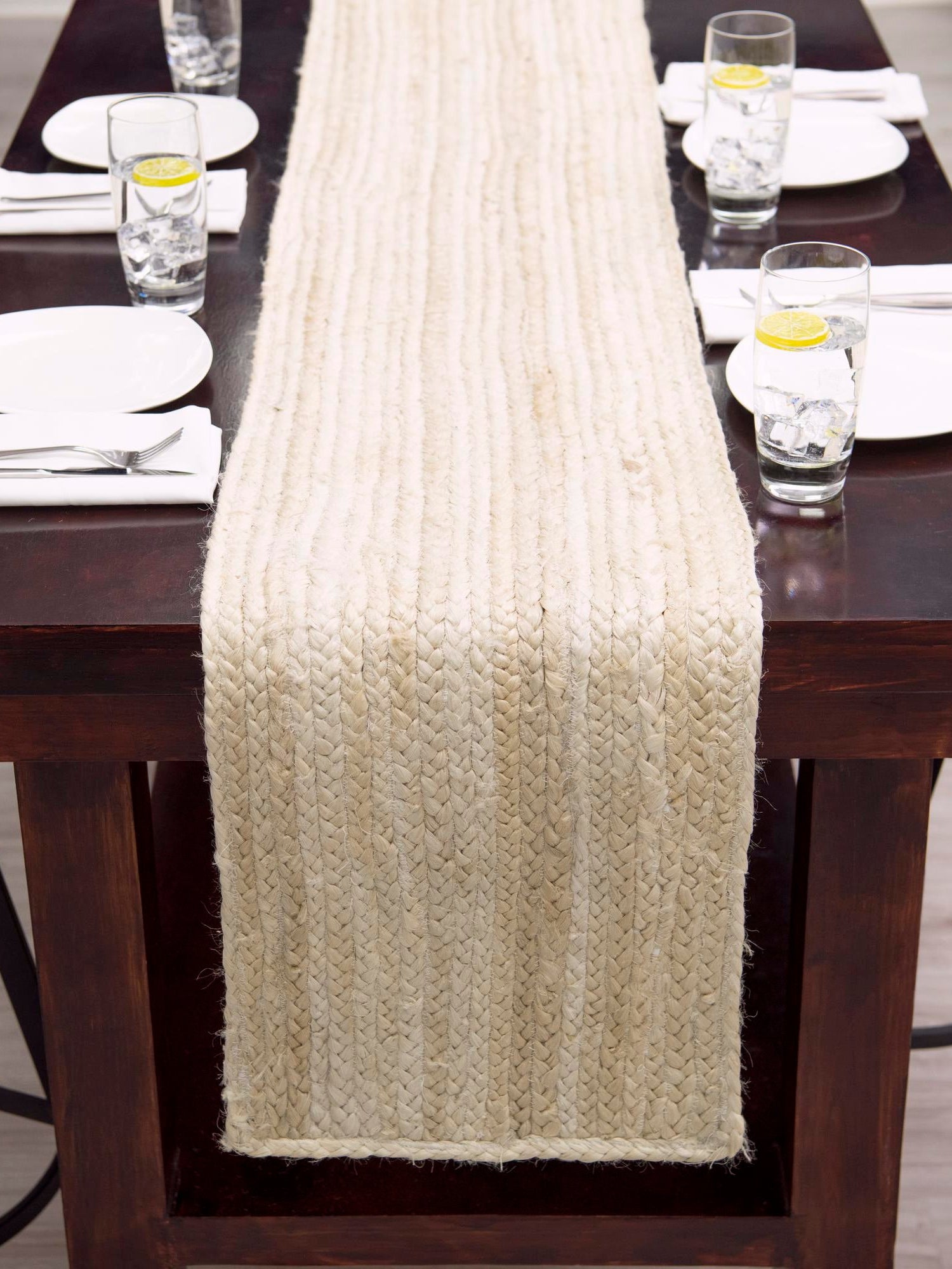 White 1' 2 x 10' Braided Jute Table Runner Area Rug Decorative Dining Room Kitchen All Natural Material Table Cover 100% Jute Hand Braided Natural Eco-Friendly Boho Style Carpet for Living Rooms Dining Office Space Dorms for Sale at Rug Engine