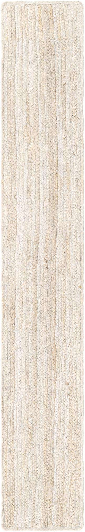 White 1' 2 x 8' Braided Jute Table Runner