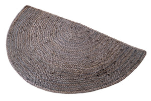 Gray 2' 2 x 4' Braided Jute Semicircle Hearth Rug