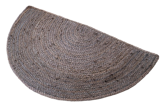 Gray 2' 2 x 4' Braided Jute Semicircle Hearth Rug