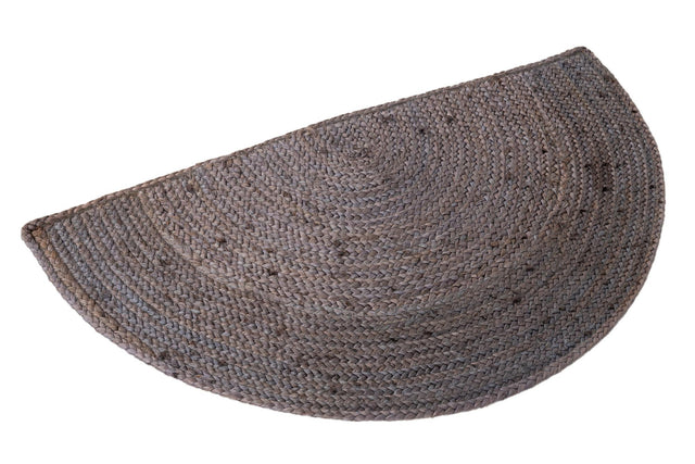 Gray 2' 2 x 4' Braided Jute Semicircle Hearth Rug