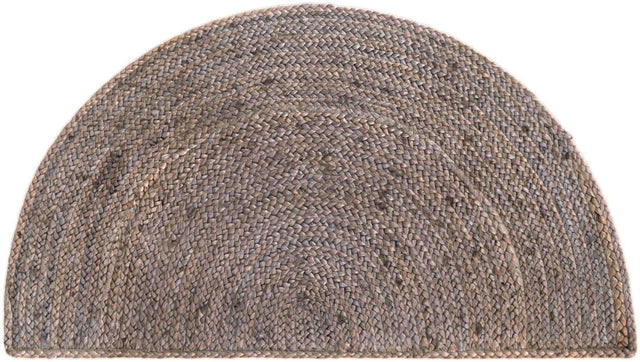 Gray 2' 2 x 4' Braided Jute Semicircle Hearth Rug