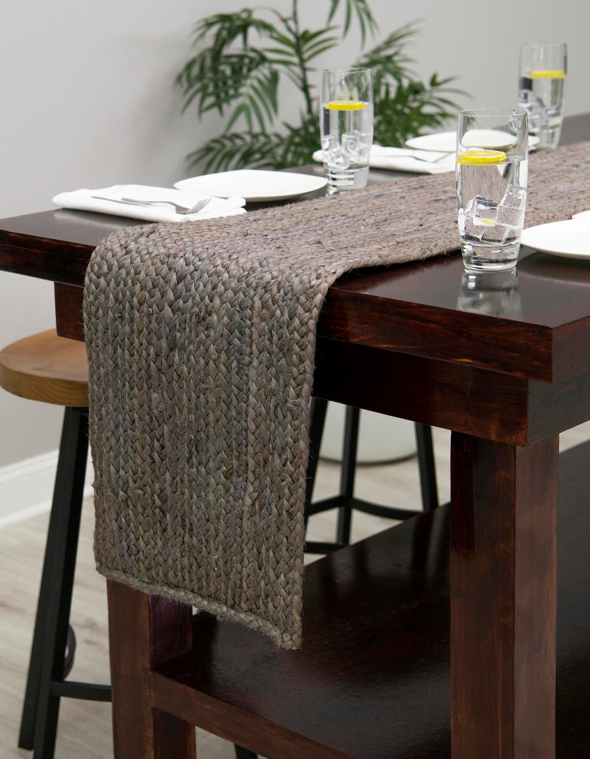 Gray 1' 2 x 5' 1 Braided Jute Table Runner Area Rug Decorative Dining Room Kitchen All Natural Material Table Cover 100% Jute Hand Braided Natural Eco-Friendly Boho Style Carpet for Living Rooms Dining Office Space Dorms for Sale at Rug Engine