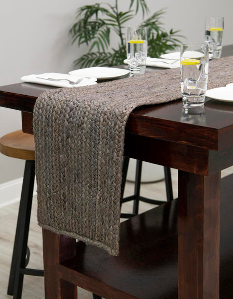 Gray 1' 2 x 6' 1 Braided Jute Table Runner