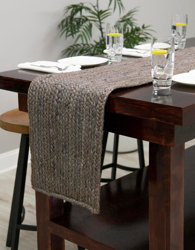 Gray 1' 2 x 6' 1 Braided Jute Table Runner