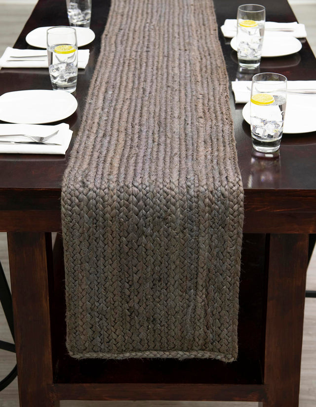 Gray 1' 2 x 5' 1 Braided Jute Table Runner