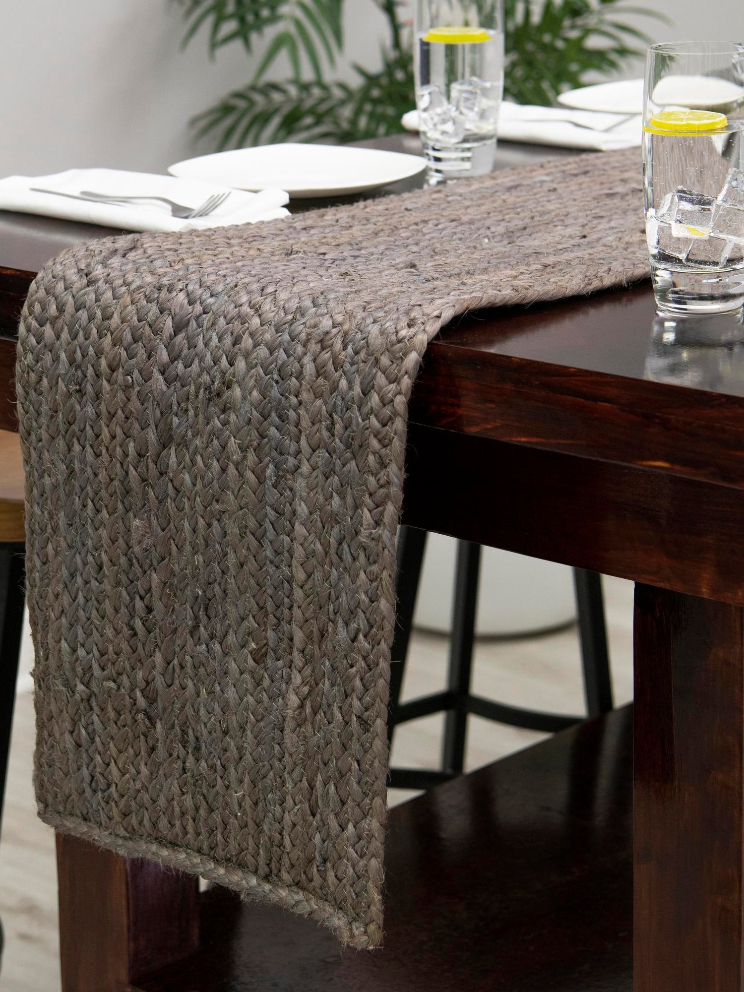 Gray 1' 2 x 10' Braided Jute Table Runner Area Rug Decorative Dining Room Kitchen All Natural Material Table Cover 100% Jute Hand Braided Natural Eco-Friendly Boho Style Carpet for Living Rooms Dining Office Space Dorms for Sale at Rug Engine
