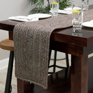 Gray 1' 2 x 10' Braided Jute Table Runner