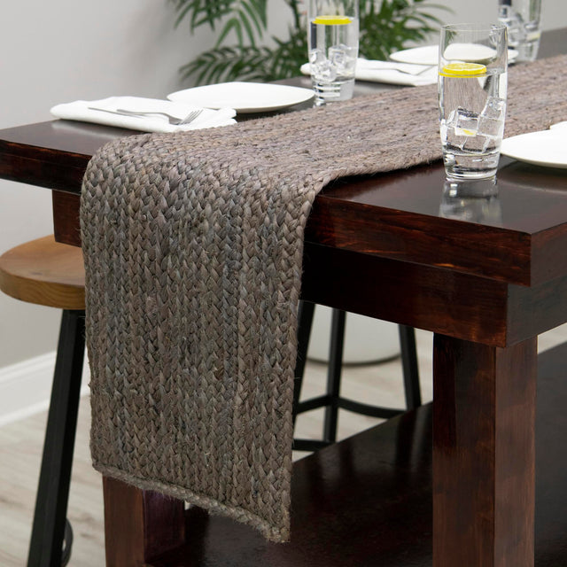 Gray 1' 2 x 10' Braided Jute Table Runner
