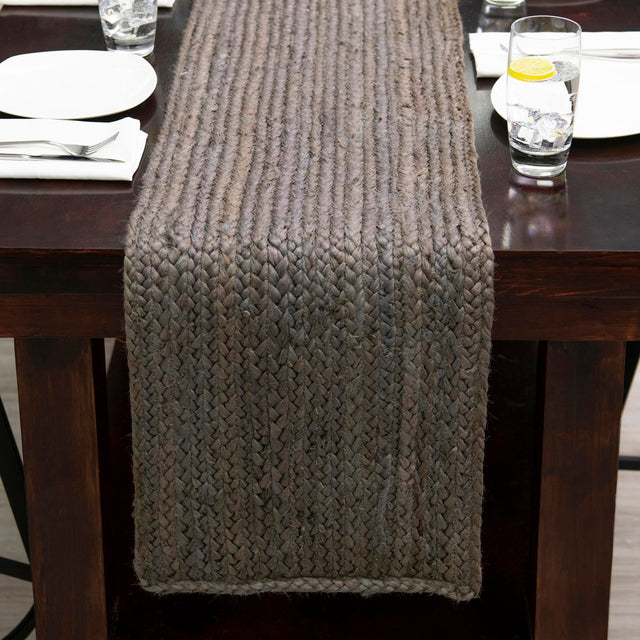 Gray 1' 2 x 10' Braided Jute Table Runner