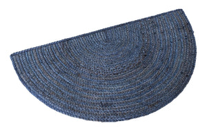 Navy Blue 2' 2 x 4' Braided Jute Semicircle Hearth Rug