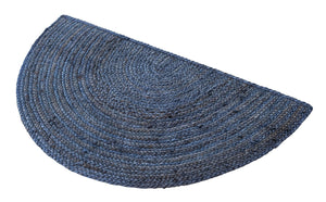 Navy Blue 2' 2 x 4' Braided Jute Semicircle Hearth Rug